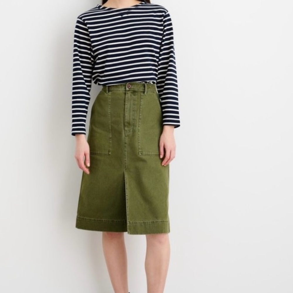 Alex Mill Neil Skirt in Recycled Denim, Army Olive